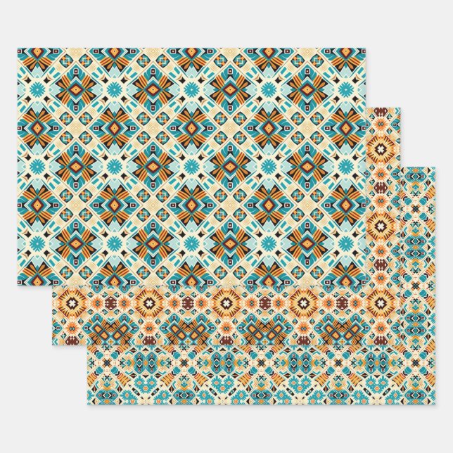 American Tribal Native Seamless Pattern Set No3 Wrapping Paper Sheet (Set)