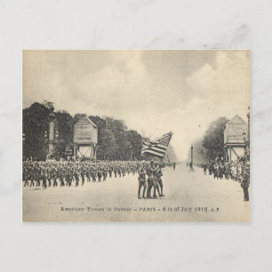 American troops in Paris, 4th July 1918 Postcard