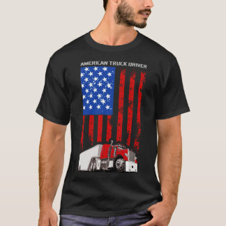 American Truck Driver American Flag commando T-Shirt