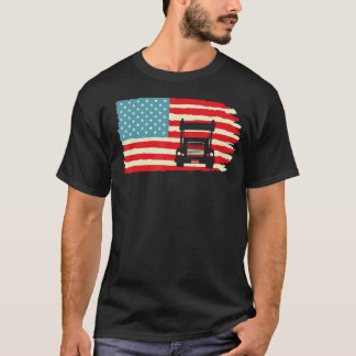 American Truck Driver Patriotic US Flag Semi Trail T-Shirt