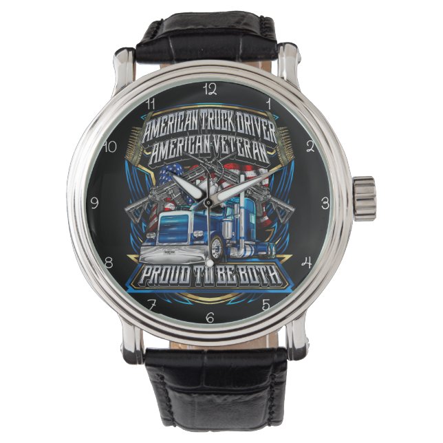 American Truck Driver, Veteran, Proud Watch (Front)