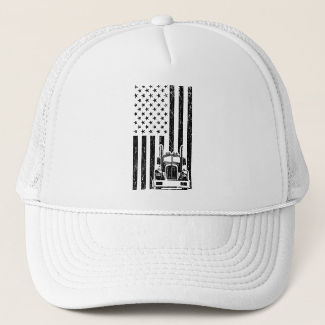 AMERICAN TRUCK FLAG Trucker Big Rig Truck Truck Hat (Front)