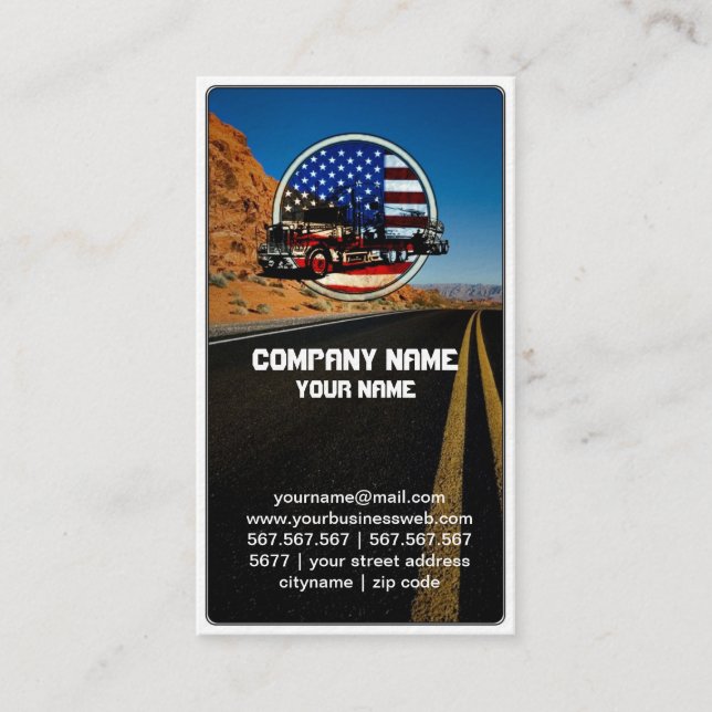American Truck on Turning Road Business Card (Front)