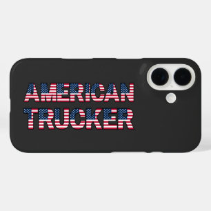 American Trucker Letters Flag Patriotic Road iPhone 16 Case