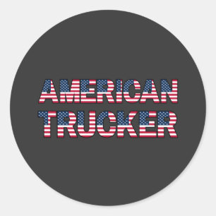 American Trucker Letters Flag Patriotic Road Classic Round Sticker