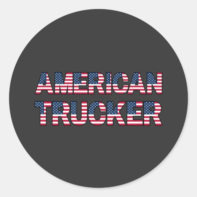 American Trucker Letters Flag Patriotic Road Classic Round Sticker (Front)