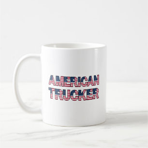 American Trucker Letters Flag Patriotic Road Coffee Mug