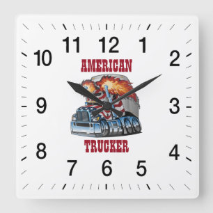American Trucker Square Wall Clock