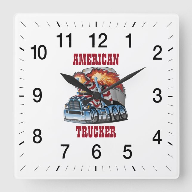 American Trucker  Square Wall Clock (Front)