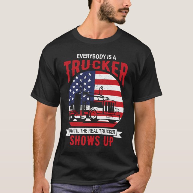 American Trucker Truck Driver Father Dad Husband T-Shirt (Front)