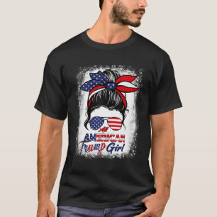 American Trump Girl 4th Of July Messy Bun Pro Trum T-Shirt