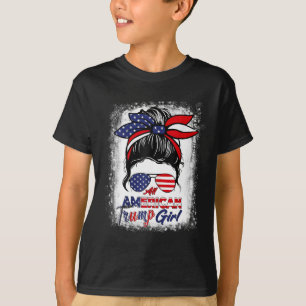 American Trump Girl 4th Of July Messy Bun Pro Trum T-Shirt