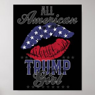 American Trump Girl Usa Flag Lips Gop Vote 2024  Poster