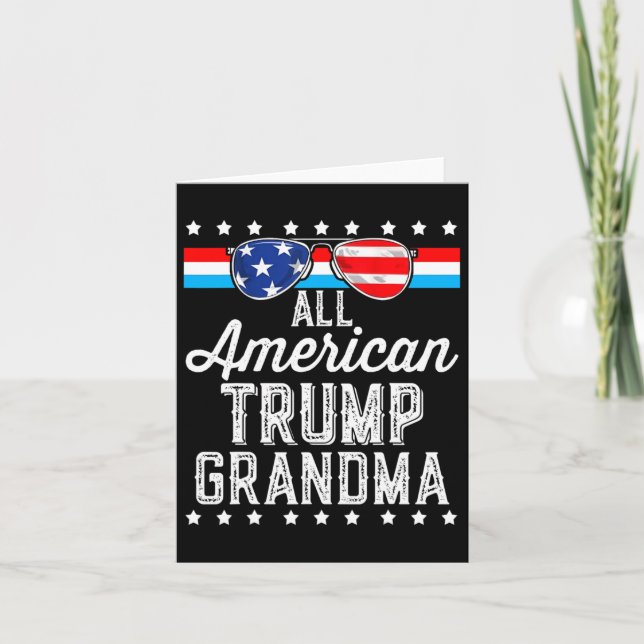 American Trump Grandma American Flag Sungles Trump Card (Front)