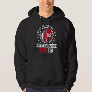 American Tunisian Flag Heart from Tunisia American Hoodie