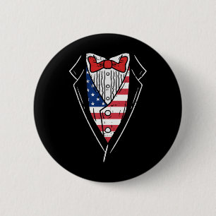 American Tuxedo Suit Funny 4th Of July Patriot Men 6 Cm Round Badge