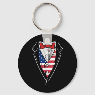 American Tuxedo Suit Funny 4th Of July Patriot Men Key Ring