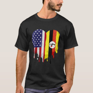 American Uganda Heritage Month Uganda Flag Heart T-Shirt