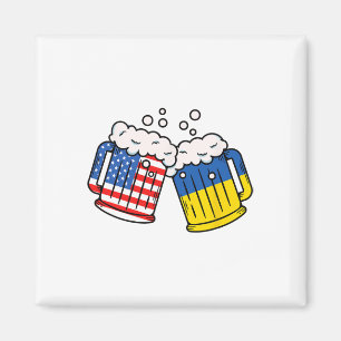 American Ukraine Flag Beer Mug Ukrainian Heritage Magnet
