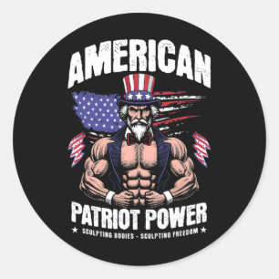 American Uncle Sam Bodybuilding - For Patriot Amer Classic Round Sticker