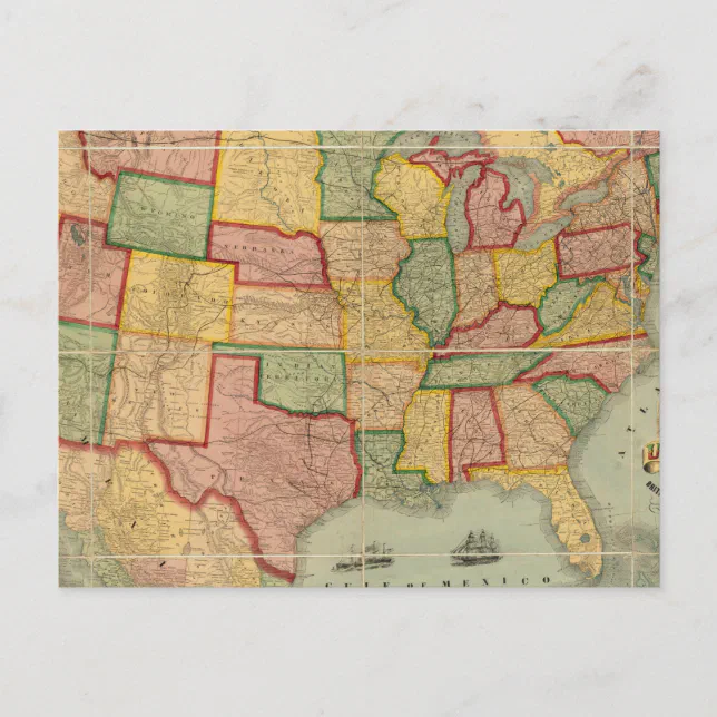 American Union Railroad Map of The United States Postcard | Zazzle