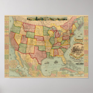 American Union Railroad Map of The United States Poster