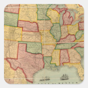 American Union Railroad Map of The United States Square Sticker