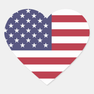 American United States USA Flag Heart Sticker