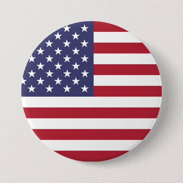 American United States USA Flag Round Button (Front)