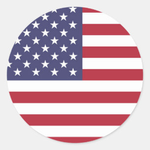 American United States USA Flag Round Sticker