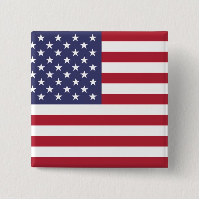 American United States USA Flag Square Button (Front)