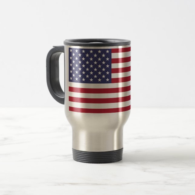 American United States USA Flag Travel Mug (Front Left)