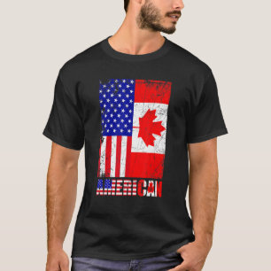 American Us Eh American Flag Canadian Flag Canada  T-Shirt