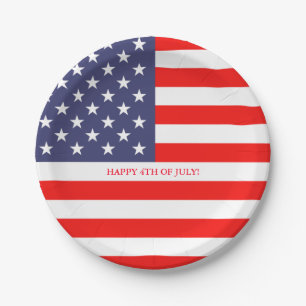 American US flag 4th of July paper party plates