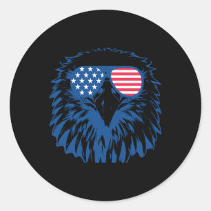 American Us Flag Cool Eagle 4th July Patriotic For Classic Round Sticker