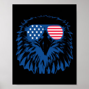 American Us Flag Cool Eagle 4th July Patriotic For Poster