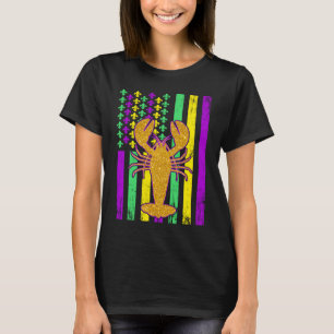 American US Flag Crawfish Mardi Gras Carnival T-Shirt