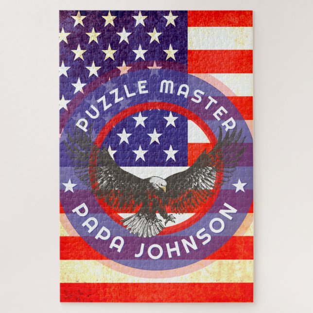 American US flag custom red white blue Jigsaw Puzzle (Vertical)