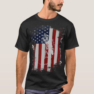 American US Flag Fishing Rod Fishman Gift For Man T-Shirt