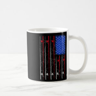 American Us Flag Fishing Rod Top, Cool Fisherman T Coffee Mug