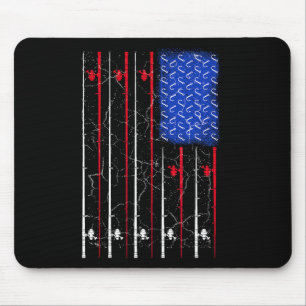 American Us Flag Fishing Rod Top Mouse Mat