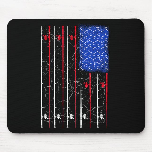 American Us Flag Fishing Rod Top  Mouse Mat (Front)