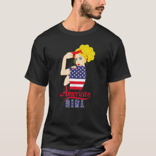 American US Flag Girl Happy Labor Day Shirt Messy