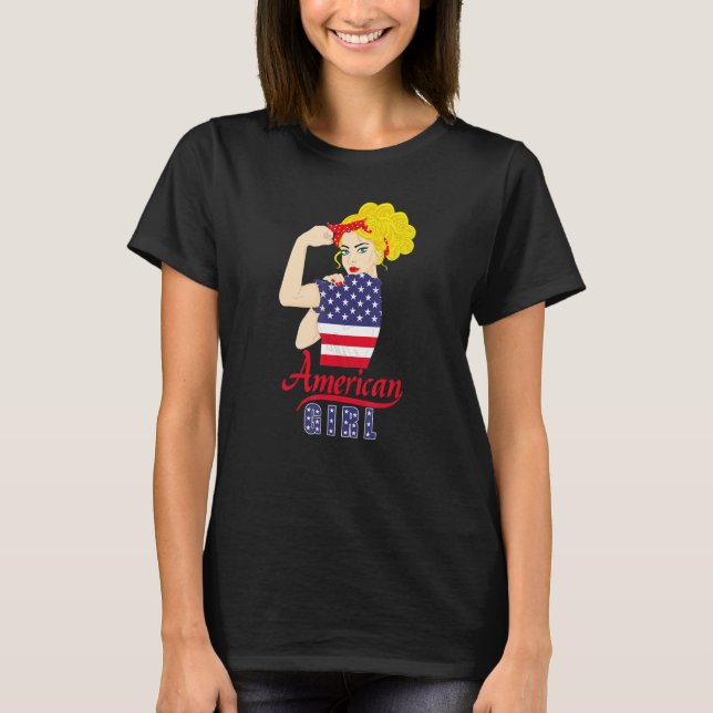 American US Flag Girl Happy Labor Day Shirt Messy  (Front)