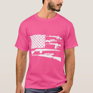 American Us Flag Guns Sniper Rifles Machine Gun Pr T-Shirt