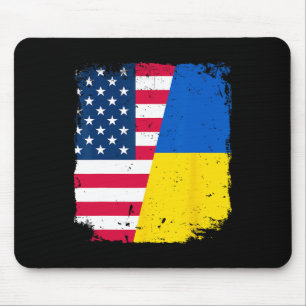 American Us Flag Ukraine Friendship Country Vintag Mouse Mat