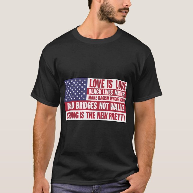 American US USA Flag Liberal Activist Left Wing T-Shirt (Front)