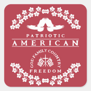 AMERICAN USA 1776 GOD FAMILY COUNTRY FREEDOM SQUARE STICKER