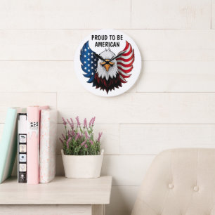 American USA Eagle Flag Wall Clock