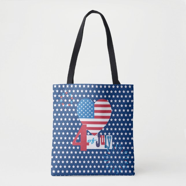 American USA Flag 4th of July Design Personalise Tote Bag (Front)